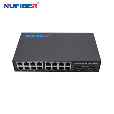 China OEM 16 UTP Ports Gigabit 2 SFP Ports 10/100/1000Base-T 16 Ports to 2*1.25G SFP Module Fiber Ethernet Switch for sale