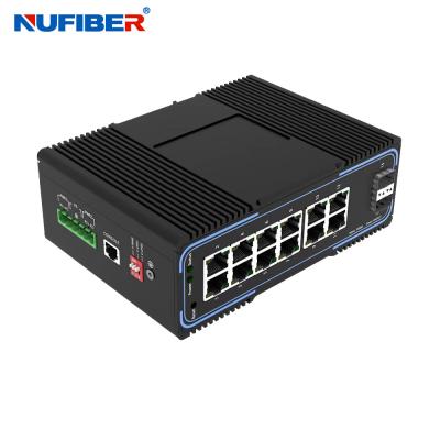 China 10/100/1000M Managed Gigabit Fiber Ethernet Switch 12 UTP Port to 2 SFP Ports Industrial Din Rail Mount Telnet Switch for sale