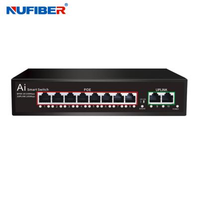 China Black Gray 8 Port Poe Switch With 1 Gigabit Uplink OEM ODM Supported for sale