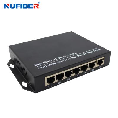 China 7 RJ45 +1 fiber port SC/FC/ST Optional TX To FX Fiber Ethernet Switch Store Switching Mechanism Iron Case for sale