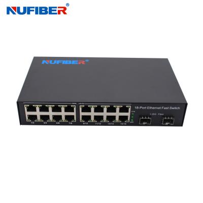 China Gigabit SFP Ethernet Switch 16x10/100/1000M naar 2x1000M SFP UTP LC/SC met SFP module DC12V Te koop