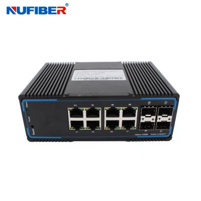 China Nufiber DIN Rail 48V Industrial Switch 8ge Poe 4SFP 10 / 100 / 1000Mbps Managed Industrial Switch for sale