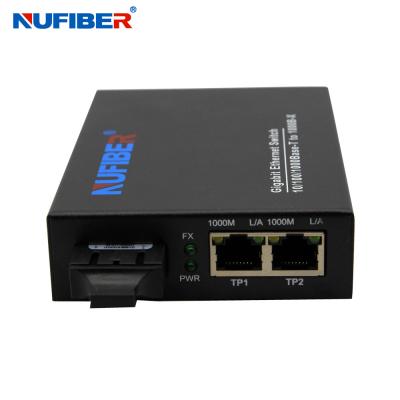 China RoHS genehmigte Port-Schalter-Einmodenfaser-Konverter des Ethernet-2 zu verkaufen