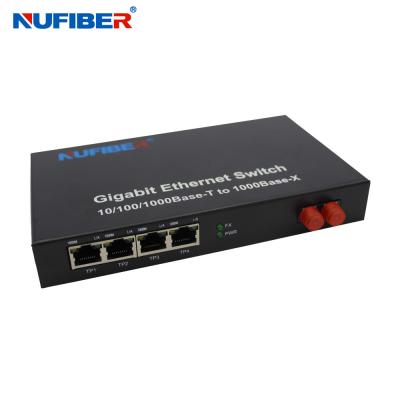 China 1000M Hafen der Faser 4 Port-Rj45+1 mit Inspektionsdoppelfaser FC 1310nm Optikfaser-Ethernet-Schalter zu verkaufen