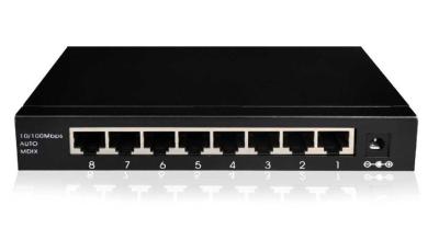 China 10 100M 8 poort Fast Ethernet Switch Externe voedingsvoorziening Fiber Ethernet Switch Te koop