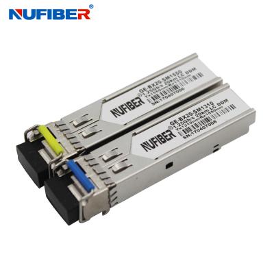 China Transceiver 20km 1310nm 1550nm Inspektion Bidi LC 1.25G SFP mit DDM zu verkaufen