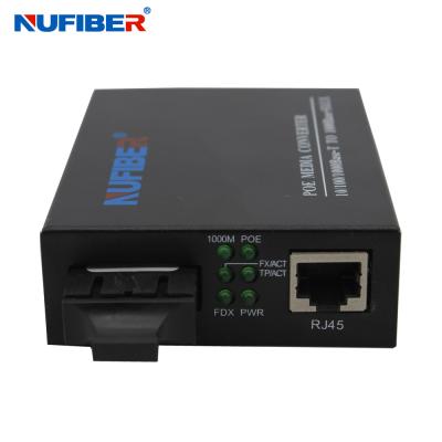 China SM SC 20km Gigabit Fiber To UTP 30W POE Media Converter For CCTV Camera for sale