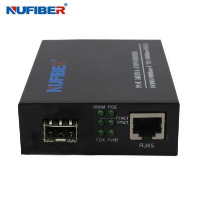 China 10/100Mbps SFP to RJ45 POE Fiber Optic Media Converter with 10/100Mbps half-duplex/full-duplex mode for data transmission for sale