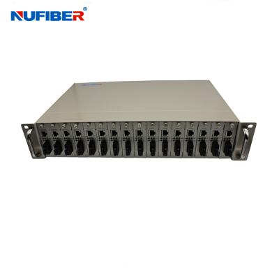 중국 19'' 2U 16 Slot Rack Mount Media Converter Chassis 2 Power Supply 판매용