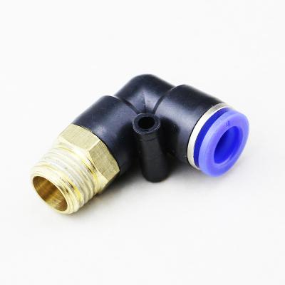 China Hotels 1/2 To 1/4 PL Male Thread Connector Pneumatic Elbow Fittings Brass Push In Fitting for sale