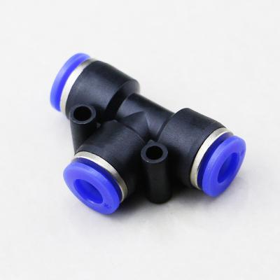 China Hotels PE 4 6 8 10 12 14 16mm PVC Elbow And Pneumatic Push Tee Pipe Fittings Plastics Fittings Pneumatic Plastic Fittings for sale