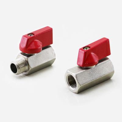 China General MBV-MF MBV-FF Red Color Male To Female Oil Gas Female Water Handle Mini Ball Valve Brass 1/8