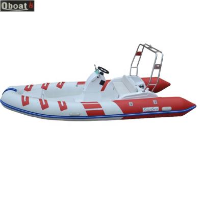 China Fiberglass CE 4.7m 8 Person Rib Double Fiberglass Deck With Center Console Rigid Inflatable Boat for sale