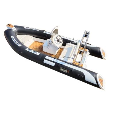 China Fiberglass CE certificate 4.7m rigid hypalon inflatable boat with outboard motor for sale for sale