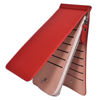 China Waterproof Leather Wallet PU Credit Card Holder RFID Blocking Wallet Women's Zipper Long Card Wallet for sale