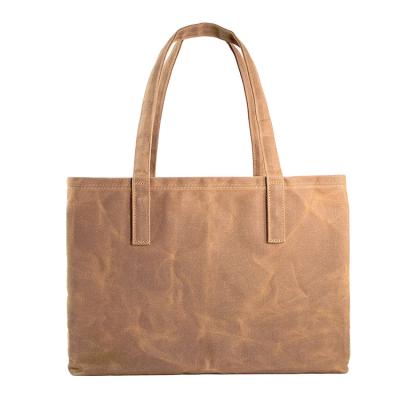 China Handled Heavy Duty Waxed Canvas Shopping Tote Bag Reusable Grocery Shopping Bag for sale