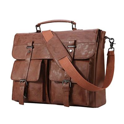 China Accept Large Capacity Briefcase Messenger Work Bags Man Vintage Leather Laptop Bag for sale