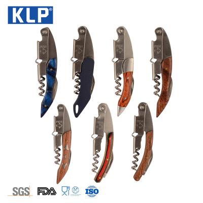 China KLP Stainless Steel Beer Corkscrew Servers Viable Professional Bottle Openers Multifunction Folding Wine Corkscrew With Logo for sale