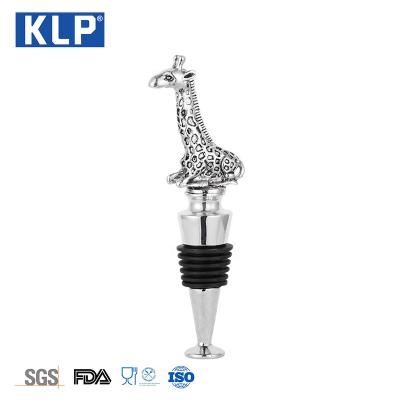 China Giraffe Coastal Reusable Metal Wine Stopper Bottle Cork KLP Animal Wine Cork Viable Pourer Custom for sale