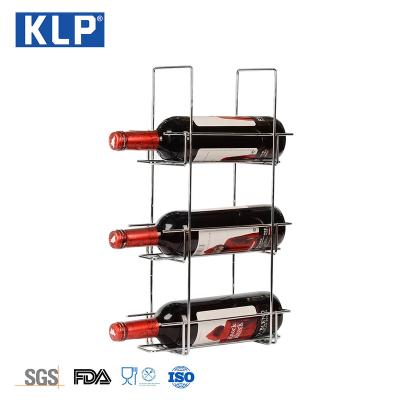 China KLP OEM ODM Bar Hotel Home Decoration Vintage Stackable Style Wire Standing Wine Rack Holds 3 Bottles for sale