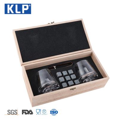 China Viable KLP Whiskey Stone Gift Set Ice Cube Set Whiskey Glass Cooling Stone Set for sale