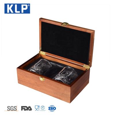 China Viable KLP Whiskey Tumbler Bar Granite Whiskey Glass Stones and Glass Whiskey Cup Acacia Wood Box Gift Set for sale