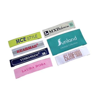 China Wholesale Custom Straight Woven Custom Label Tag Washable Woven Logo Viable for Apparel and T-shirts for sale