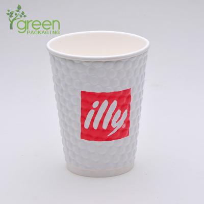 China Disposable Customized Printing Logo Insulated Bubble Tea Dot Embossed Double Wallpaper Cups for sale