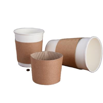 China Recyclable Disposable Coffee Cup Sleeve Cup Paper Jacket For Paper Cup Holder 8oz Sleeve for sale