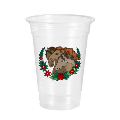 China 16oz Logo Printed Plastic Custom Single Wall PET Cup Disposable Plastic Cup for sale