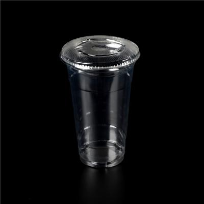 China Single wall custom wholesale juice cups plastic cups for milktea disposable glasses with lid for sale