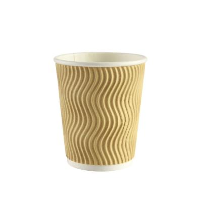 China Ripple 8oz Wall Kraft Paper Cup Hpt Coffee Drinks Cups Supplier Disposable Chinese Tea Cup for sale