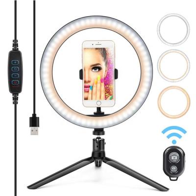 China 360 Degree Roating Cell Phone Holder Hold 3 Clear and 11 Brightness Levels of LED Ring Light for sale