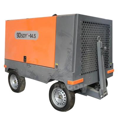 China High quality lubricated 90SDY 14.5 bar portable air compressors mining screw type air compressor for sale for sale