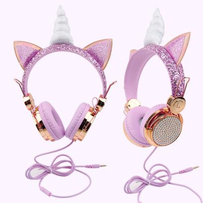 China Wired URIZONS Unicorn Kids Comfortable Wearing 3.5mm Earphone With Microphone For Kids Gifts for sale