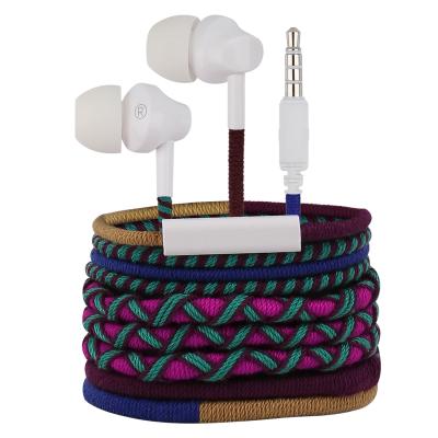 China URIZONS Anti Tangle Wired Earphone With Mic Handmade Rope Braided Fashion Earbuds Wrapped Cheap Earbuds for sale