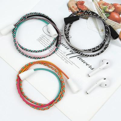 China URIZONS eco-friendly handmade rope braided earphone hangers anti-lost rubber polyester custom earphone tws lanyard for sale