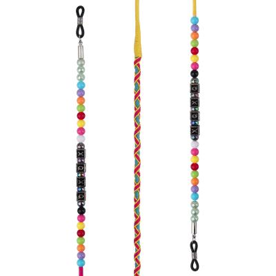 China Wind Eco-friendly Ethnic Glass Dual Function Lanyard Braided Glass Beaded Chain Rope Glass Lanyard Decorative Chain for sale