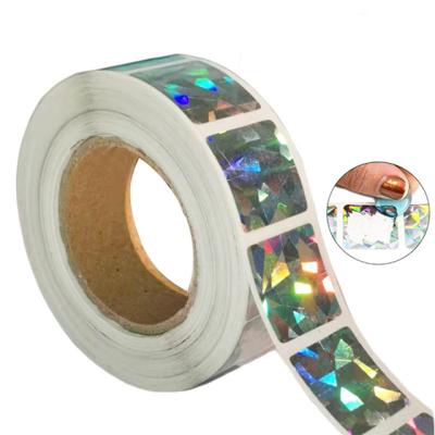 China Waterproof 300 Pcs 2X2CM Rectangle Dot Laser Scratch Off Stickers Labels Color Metallic Silver Hologram Scratch Sticker Office Label for sale