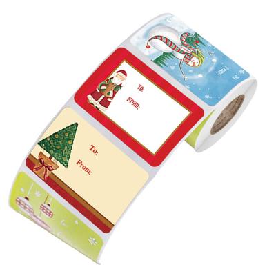 China 2 Inch Waterproof Santa Claus Merry Christmas Adhesive Square Stickers Seals Label Roll /250 PCS Christmas Sticker Label Labels Roll for sale