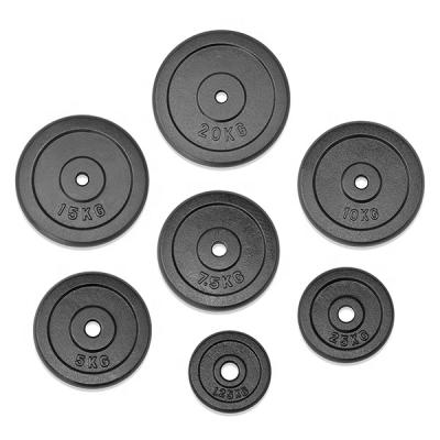 China Iron Fitness Bodybuilding Weightlifting Barbell Gym Black Painted Cast Iron Weight Plates for sale