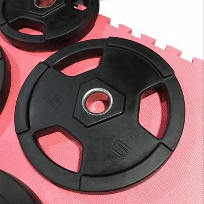 China Universal Wholesale High Quality Black Gym Fitness PU Urethane Weightlifting Barbell Weight Plates For Fitness for sale