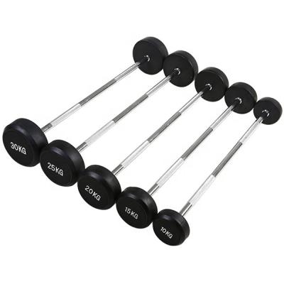 China Commercial Fitness Equipment Weightlifting Rubber Fixed Barbell for sale