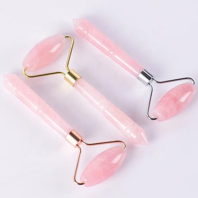 China Face Lift Rose Quartz Single Head Jade Roller For Stimulate Collagen Production Pink Jade Roller Natural Stone Jade Rollers Wholesale for sale