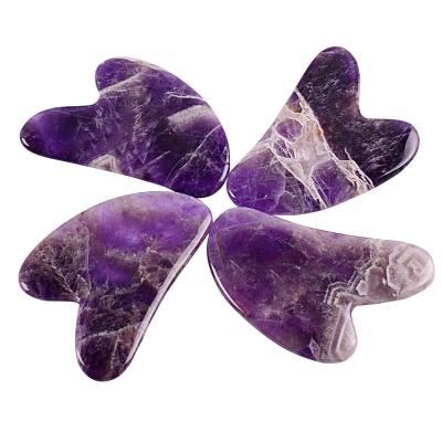 China Wholesale Facial Sha Massager Facial Massager Jade Sha Body Sha Sha Set Purple Amethyst Gua Sha Set for sale