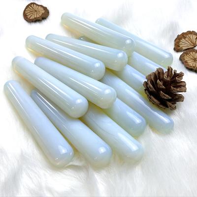 China Europe wholesale white polished logo customized opalite massage yoni squeezing stick wand for sale