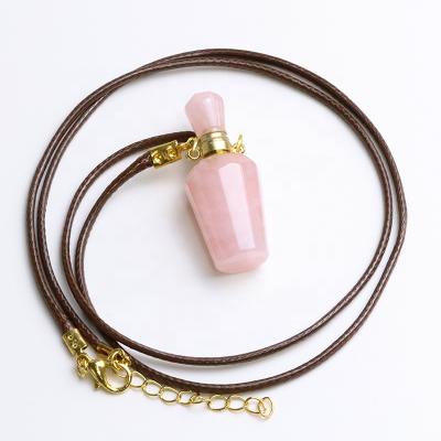 China China Wholesale Crystal Bottle Oil Fragrance Gemstone Perfume Bottle Necklace for sale