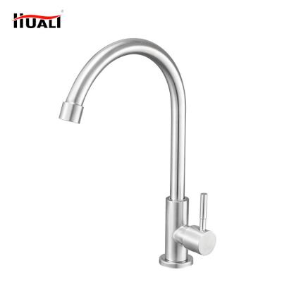 China Metered Faucets Deck Mounted Cold Water Single Level Faucet Kitchen Sink Rooster Kitchen Moving Water Faucet for sale