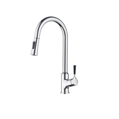 China 2021 Modern Chrome Brass Two Way Pull Down Kitchen Faucet Mixer Sink Tap Pull Down Kitchen Faucets for sale