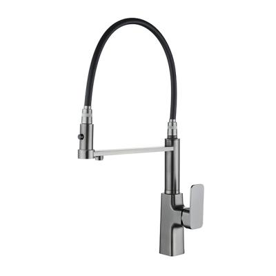 China Modern Kitchen Faucet Sink Faucet Even Hose Discharge All Copper Gun Water Purification Gray Plated Kitchen Faucet for sale